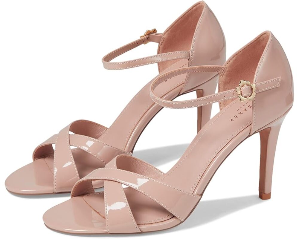 Ted Baker Womens Harinap Heeled Sandals EU 37.5 US Size 7.5 Nude Leather NIB